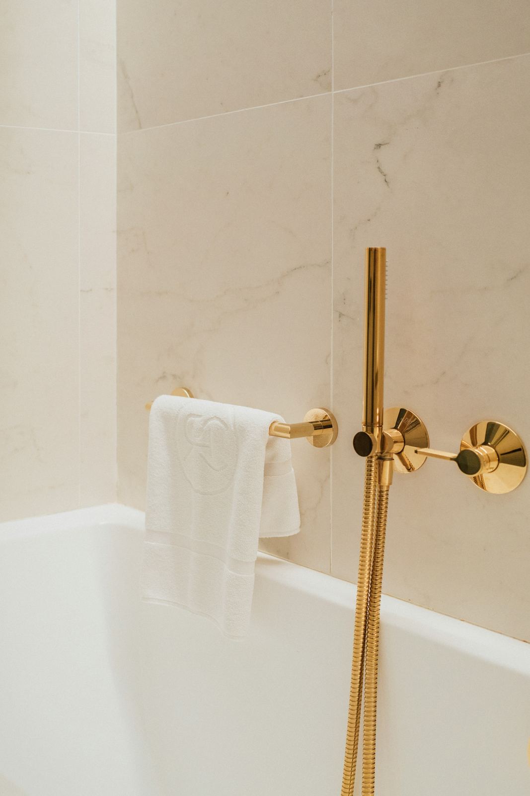Neatly folded hotel hand towels